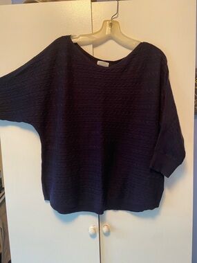 Market & Spruce Navy Textured Boatneck Sweater